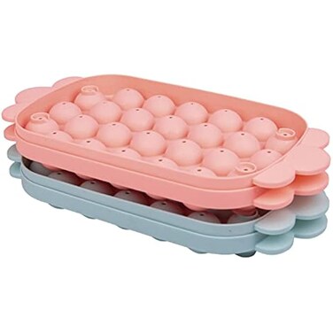 Fitto Round Ice Cube Tray with Lid &ndash; 26 Sphere Ice Cube Mold, Easy Release &amp; Stackable