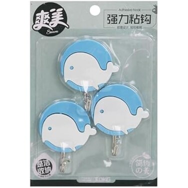 Fitto Durable Plastic Hooks Mix Designs, 3pcs on Card for Home, Office, Garage Storage