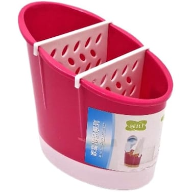 Fitto Kitchen Utensil Holder, 3 Section Organizer in Pink