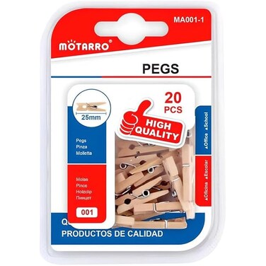 Fitto 20 Piece Wooden Cloth Pins 25mm for Laundry Drying and Home Use