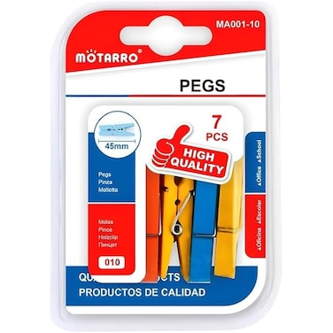 Fitto 7 Pieces Cloth Pins with Spring, 45mm Assorted Colors