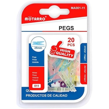 Fitto 20-Pack 25mm Spring Cloth Pins - Assorted Color Laundry Clips