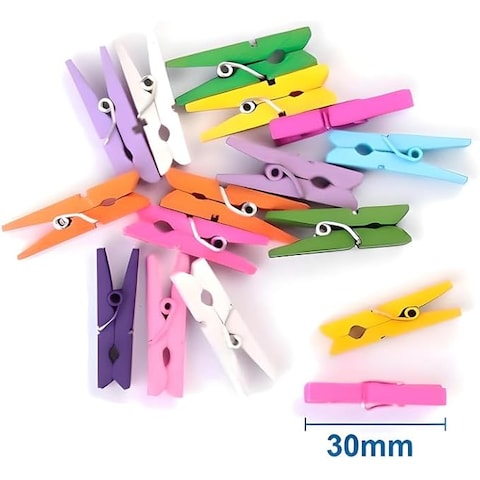 Fitto 15 Pieces Cloth Pins with Spring 30mm Assorted Color