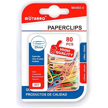 Fitto 80 Pieces Plastic Coated 25mm Paper Clips, Assorted Colors