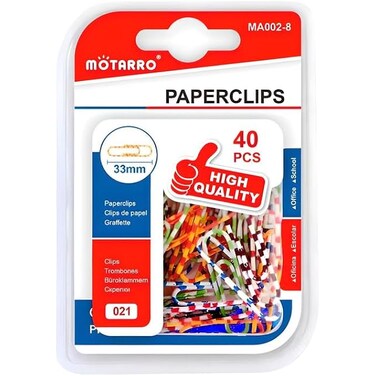 Fitto 40 Pieces Paper Clips 35mm Plastic Coated Assorted Color Office Stationery