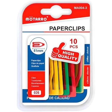 Fitto 10 Pieces Paper Clips 51mm Assorted Plastic Coated