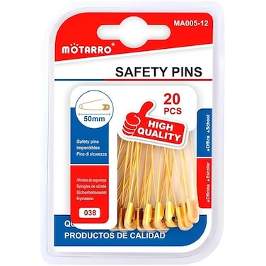 Fitto 20 Pieces Brass Safety Pins 50mm - Durable Fastening Pins for Clothing &amp; Crafts
