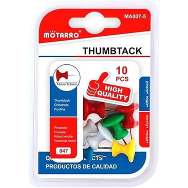 Fitto 10 Pieces Steel Thumb Pins Assorted Color - Metal DIY &amp; Office Fasteners