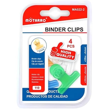 Fitto 4 Pieces Binder Clips 31mm Assorted Color