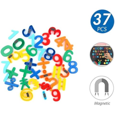 Fitto 37 Pieces Magnetic Numbers & Symbols Assorted Colors for Fridge & Classroom