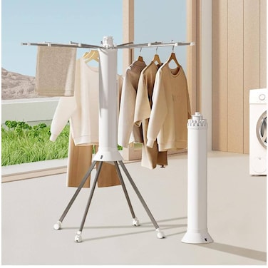 GENNEXT Tripod Modern Clothes Drying Rack, 16 Rods Foldable Drying Rack Clothing for Laundry, 4 Leg with Wheels Collapsible Portable Dryers for Indoor &amp;Outdoor