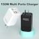 150W 3 x USB + 3 x USB-C / Type-C Multi-port Fast Charger &ndash; Black &ndash; UK Plug
