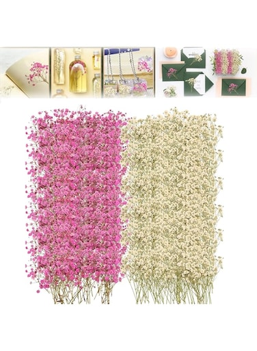 ELECDON 96 Pcs White Dried Baby's Breath Flowers for Resin Art &amp; DIY Crafts, for Jewelry Molds, Nail Art, Candle Making, Phone Cases &amp; Floral Decor