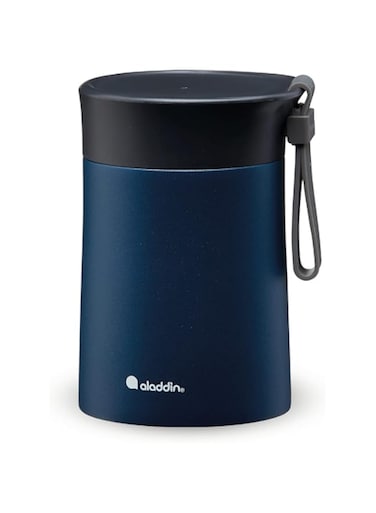 Aladdin bistro thermavac stainless steel food jar 0.4l navy blue keeps hot or cold for 5.5 hours - double wall vacuum insulation- leakproof lunch container - dishwasher safe - bpa-free