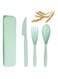 Reusable Wheat Straw Cutlery, Spoon Knife Fork Tableware set, Travel Utensils Set with Case, Eco-Friendly BPA Free Cutlery for Kids and Adults as Travel Picnic Camping Utensils ( Green )