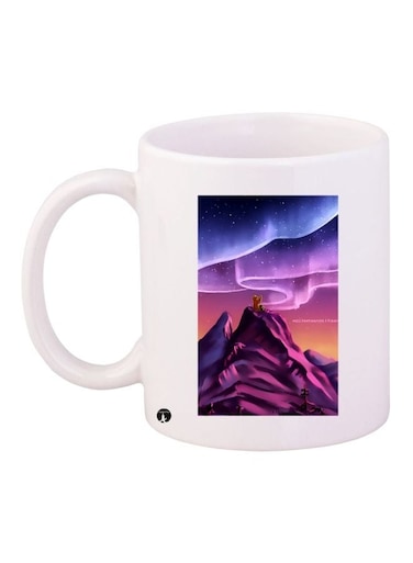 Mountain Printed Coffee Mug White/Purple/Blue 11ounce