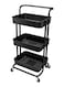 3-Tier Utility Cart Storage Rack With Wheels Black