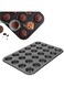 gernie Muffin Pan for Baking, 24 Cup Premium Steel Cupcake Pan, Non-Stick, Round Muffin Egg Bites Cheesecake Pan Cupcake Baking Pan for Oven Dishwasher Safe, Dark Grey