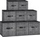 Storage Cubes, Non-Woven Fabric Bins with Double Handles, Set of 8, Closet Organizers for Shelves, Foldable, for Clothes, Ink Black