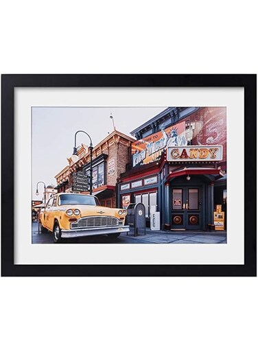 conobo A4 Picture Frame with High Definition Glass, Rustic Photo Frames for Wall or Tabletop Display (Black)