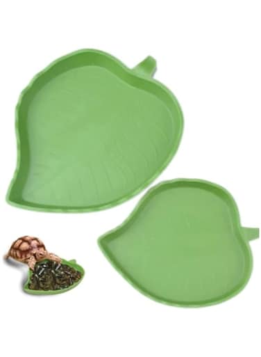 2 Pieces Leaf Reptile Food Water Bowl Plate Dish for Tortoise Corn Snake Crawl Pet Drinking and Eating, 2 Sizes
