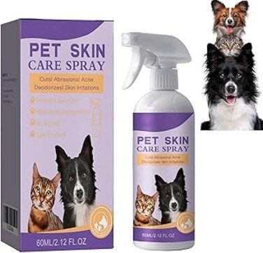 60ML Pet Skin Cleaning Spray, Pet Skin Anti Itching Spray, Pet Skin Care Spray, Cat &amp; Dog Itchy Skin Relief Spray, Cat And Dogs Skin Problems Sprays Itching Relieving, Mite Removal, Cleaning And Care