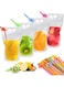 Pcs Drink Pouches with 100 Drink Straws, Reusable Smoothie Bags Juice Pouches, Heavy Duty Hand Held Translucent Zipper Plastic Ice Drink Pouches, BPA Free, for Adults and Kids