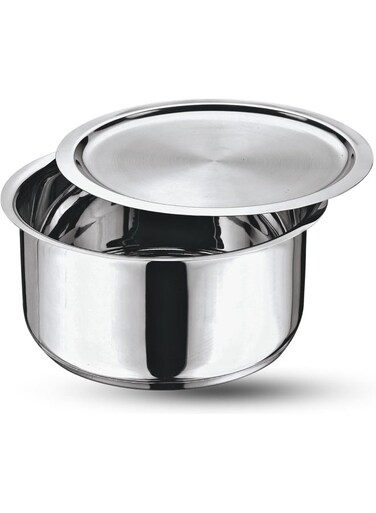 Stainless Steel 304 Grade Tope/ Patila/Topiya with Lid - Diameter 20 cm, Capacity 3 Litre, Induction and Gas Stove Friendly, Silver
