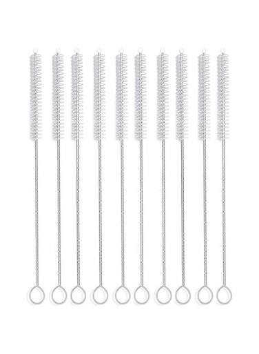 desin Straw Brush, Nylon Pipe Tube Cleaner 8.2-ihch X 2/5-inch (pack of 10) (White)