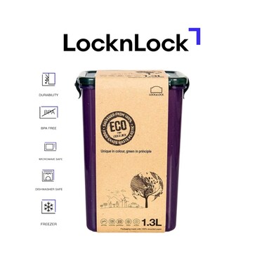 LocknLock Eco-Friendly 1.3L Airtight Rectangular Food Container &ndash; Leak-Proof, Microwave, Freezer &amp; Dishwasher Safe &ndash; Assorted Color