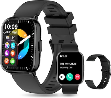 PEJE Smart Watches For Men,1.83" Display,Prayer Alerts,Arabic Support,Bluetooth Calls,1ATM Waterproof,Spo2/Hr/Sleep Tracking,123+ Sports Modes,7-Day Battery (280mah),Ios/Android. (Black)
