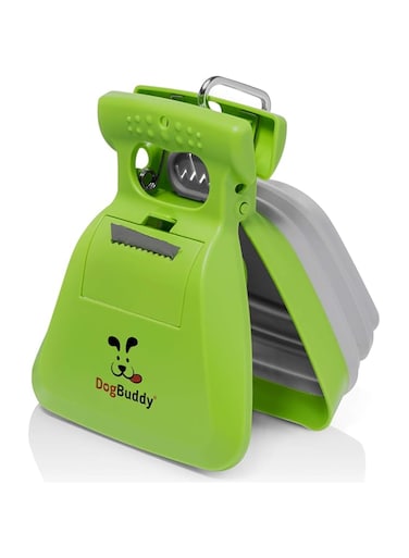 DogBuddy Pooper Scooper, Portable Dog Poop Scooper, Sanitary Dog Waste Pick Up, Heavy Duty Dog Waste Cleaner with Bag Dispenser, Dog Leash Clip and Pooper Scooper Bags Included (Large, Kiwi)