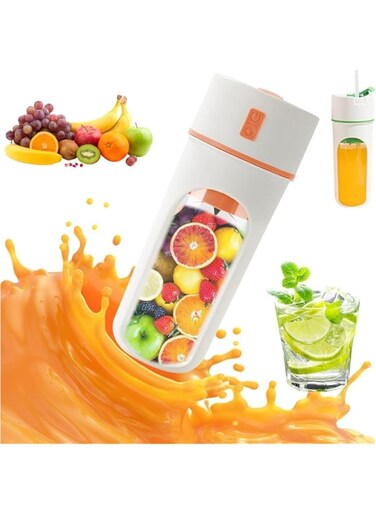 NALACAL Personal Mini Juice Blender, Portable Blender, Electric USB Juicer Blender with Straws, Mini Blender Portable Blender for Shakes and Smoothies, Smoothie Blender Home/Office/Outdoors Orange