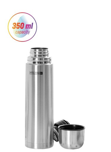 Stainless Steel Vacuum Bottle 350ML &acirc;&euro;&ldquo; Hot &amp; Cold Double Wall Insulated Flask, Leak-Proof Sports Water Bottle for Office, Travel &amp; Outdoor Use &acirc;&euro;&ldquo; Durable Portable Thermos Drink Bottle, Unique Design and Premium Stainless Steel Silver 350ml