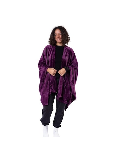 Lightweight Throw Blanket with Pockets, 250 GSM Extra Soft Premium Microfiber in Purple