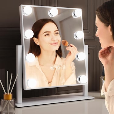 Dressing Table Mirror, 3 Color Modes Hollywood Style Vanity Make Up Mirror with LED Lights and Touch button