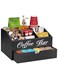 Farmhouse Wooden Coffee Bar Organizer - Countertop Station With Drawer, Pods Holder &amp; Storage Basket&iuml;&frac14;&circ;Black&iuml;&frac14;&permil;
