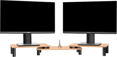UPERGO ID-42 Solid Wood Dual Monitor Stand Riser, Ergonomic Height Bamboo Wood Desktop Riser, Elegant TV/PC/Laptop/Printer Monitor Stand
