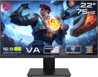 GameOn 21.45-Inch Gaming Monitor Flat Screen With FHD (1920x1080) VA Display 2ms Response Time 75Hz Refresh Rate With AMD FreeSync And Built-in Speaker Black - GOB22FHD75VA
