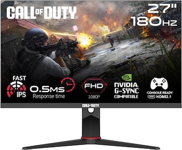 GAMEON COD27FHD180IPS Call Of Duty Licensed, Black Gaming Monitor 27 inch, 1920x1080p FHD IPS Panel, 180Hz Refresh Rate, 0.5ms Response Time, Adjustable Stand, Supports VRR &amp; PS5