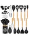 OkeanosHaven Kitchen Cooking Utensils Set, 33 Pcs Non-Stick Silicone Cooking Kitchen Utensils Spatula Set with Holder, Wooden Handle Silicone Kitchen Heat Resistant Gadgets Utensil Set (Black)