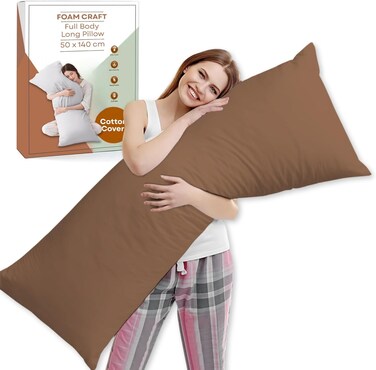 CRAFT&Acirc;&reg; Full Body Long Pillow with Cotton Cover - 50 x 140 cm - Brown