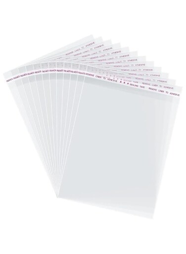 JZS Self Sealing Cellophane Treat Bags,Clear Resealable Cellophane Self Adhesive Mothers Day Candy Bags for Gifts,Pastry,Photo Sleeves,10 x 18cm,200PCS
