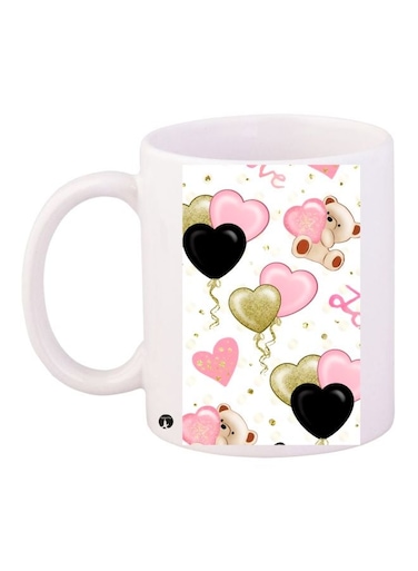 Heart Printed Coffee Mug White/Pink/Black