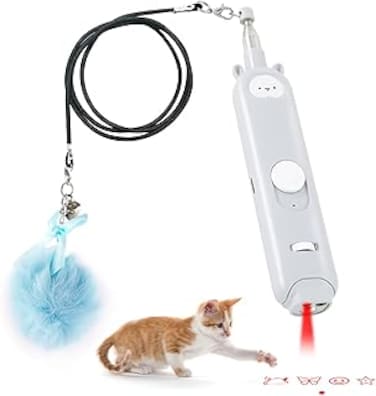 Jiuhuazi Cat Laser Pointer Toy, Cats Interactive Chaser Toy with Dot USB Rechargeable 6 in 1 Pattern, Flashlight to Interactive Toy for Indoor Cats Kittens Pet Training Exercise Tool