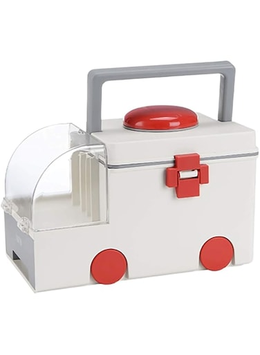 First Aid Kit Medicine Cabinet Cartoon Children'S Plastic First Aid Medicine Cabinet Household Multi-Layer Family Medicine Storage Box Ambulance Medical Box,Gray