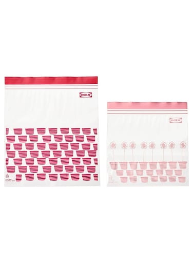 Resealable Bag, Patterned Red/Pink, 2.5/1.2 l, 50 Pack