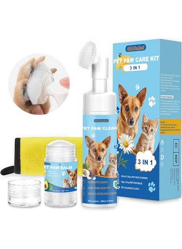 GMStahlei Dog Paw Care Kit,No-Rinse Paw Cleaner for Dogs &amp; Cats,Dog Paw Balm for Heals -Repairs Dry Cracked Paws &amp; Nose with 1 Pet Cleaning Towels,Natural Dog Paw Protector for Pet Foot Washer Care