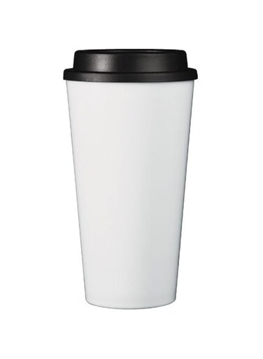 Simply Green Solutions - Reusable Coffee Cups with Lids, Thermal Cups for Hot and Cold Drinks, Double Wall Tumbler, To Go Coffee Cups, 16 oz Coffee Tumbler, Screw-On Sip Lid, Dishwasher Safe, White