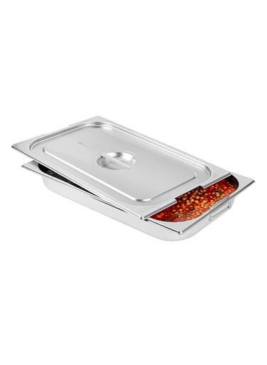 LID ONLY: Met Lux 20.8 x 12.8 Inch Steam Table Pan Lid, 1 Hotel Pan Lid - Fits Full Size Steam Table Pan, Table Pan Sold Separately, Stainless Steel Steam Pan Cover, Built-In Handle